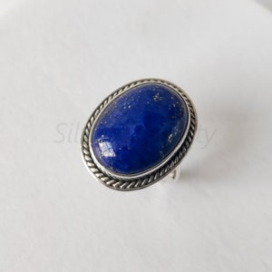 Natural Lapis Lazuli ring, Handmade ring,  92.5% Sterling Silver Ring, Silver Lapis ring, Lapis ring, Boho ring, Women's ring, Oval Ring