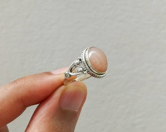 Natural Pink Moonstone Ring, Moonstone Ring, 925 Solid Sterling Silver Ring, Boho Ring, Handmade Silver Ring, Oval Moonstone Ring, Moonstone