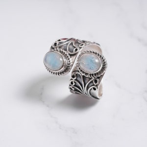 Natural Rainbow Moonstone ring made with 925 Sterling Silver Handmade Gift Womens Ring Anniversary Gift Blue Fire Moonstone Ring.