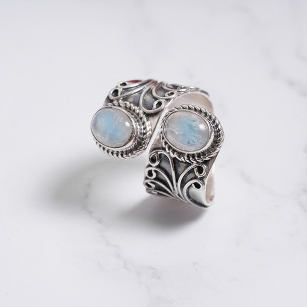 Rainbow Moonstone Ring: Handmade 925 Sterling Silver Women's Ring
