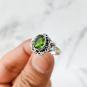 Natural Peridot Ring, Handmade Silver Ring, 925 Solid Sterling silver Ring, Statement Ring with Stone, Peridot Ring, Anniversary Gift