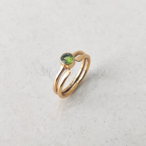 Handmade Peridot Ring: Minimalist 18K Gold Vermeil Sterling Silver