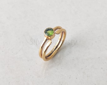 Natural Peridot 18K Gold Plated Ring, Minimalist Gold Ring, Handmade Ring, 18k Gold Filled Ring