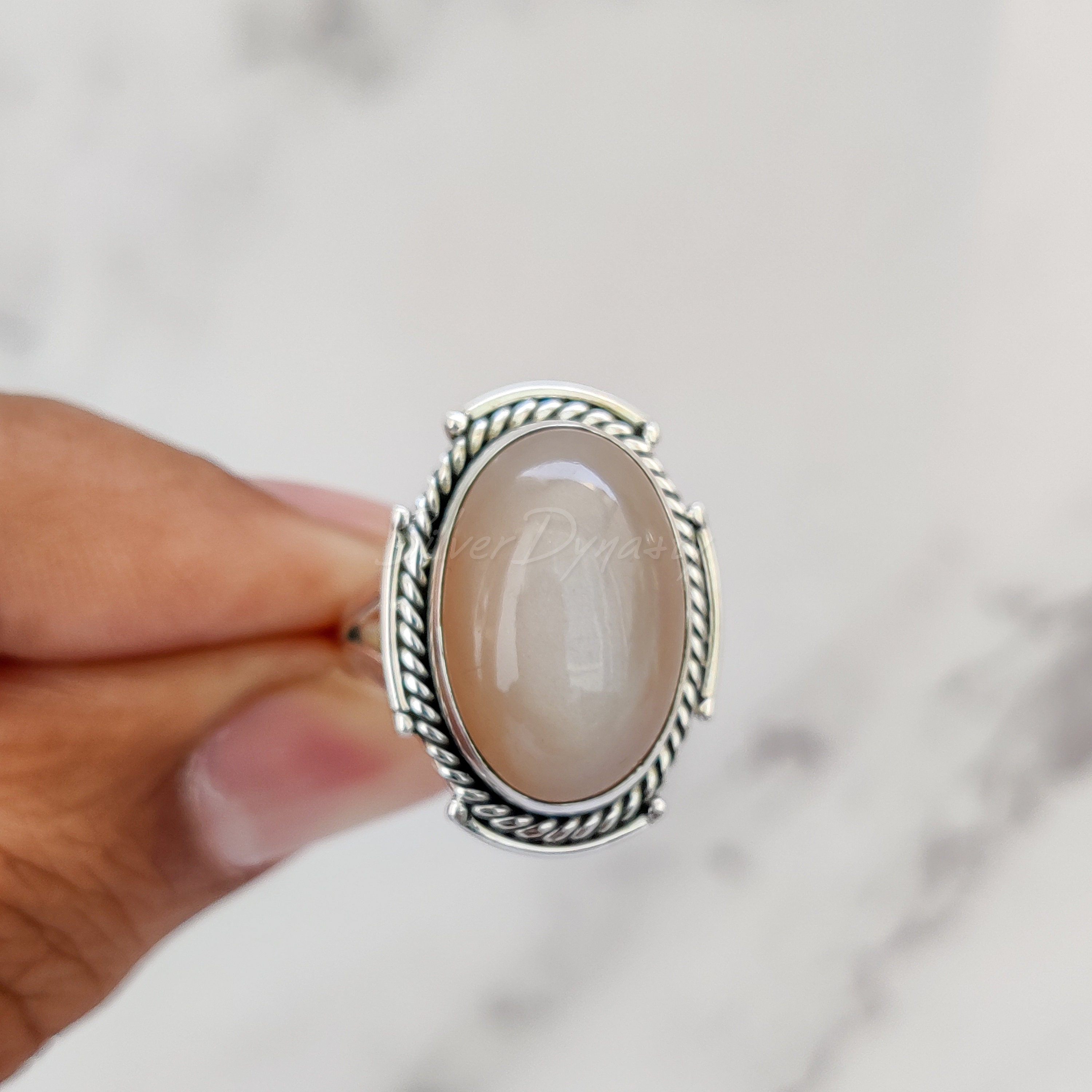 Natural Pink Moonstone Ring Moonstone Ring 925 Solid Etsy