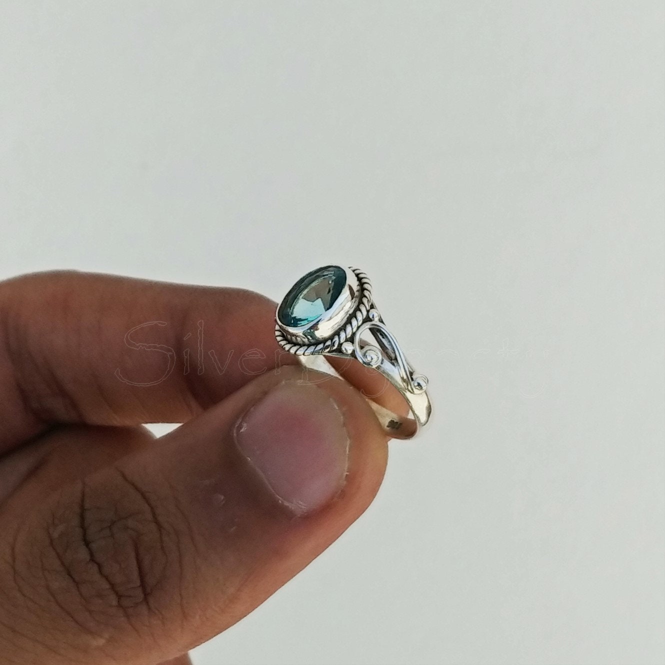 Blue Topaz Ring 92.5% Sterling Silver Ring Silver Blue Topaz | Etsy