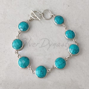 Handmade Turquoise Sterling Silver Bracelet: Adjustable Fit
