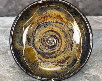 Ancient Visions Raku Inspired Kintsugi Kintsukuroi Round Bowl