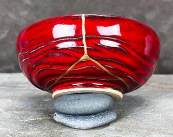 Sunspots Raku Inspired Kintsugi Kintsukuroi Bowl