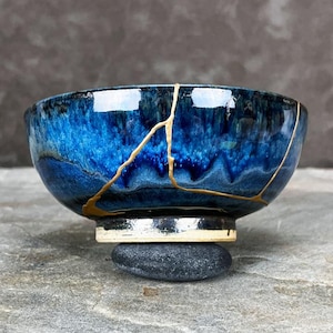 Dreamscape Raku Inspired Kintsugi Kintsukuroi Bowl