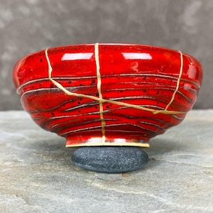 Sunspots Raku Inspired Kintsugi Kintsukuroi Bowl