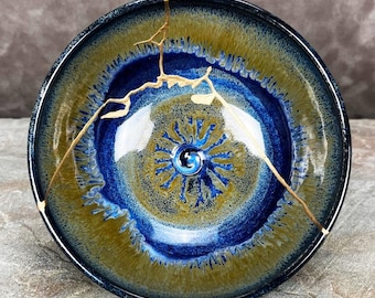 Heavenly Eye Raku Inspired Kintsugi Kintsukuroi Bowl