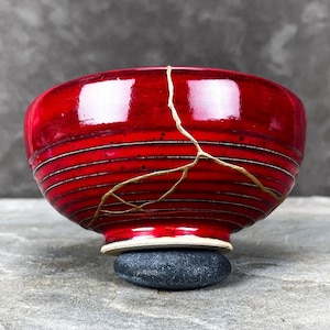 Sunspots Raku Inspired Kintsugi Kintsukuroi Bowl
