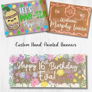Hand-Painted Custom Banner, Painted Birthday Banner, Painted Butcher Paper Banner, Kraft Paper Banner, Party Banner, Custom Banner