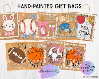 Hand-Painted Custom Gift Bag | Personalized Kraft Bag for Birthday, Wedding, Bachelorette, Sports Teams, Graduations