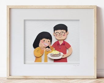 Custom Paper Portrait // Etsy Design Awards Finalist 2023. Anniversary Gift. Cartoon Portrait.