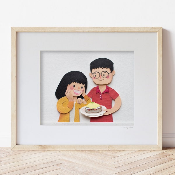 Custom Paper Portrait // Etsy Design Awards Finalist 2023. Anniversary Gift. Cartoon Portrait.