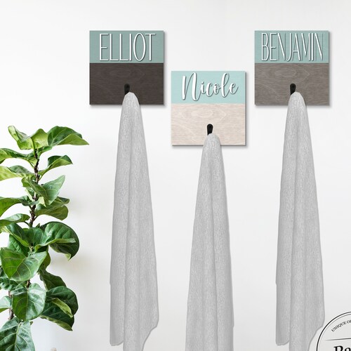 Bathroom Wall Decor Personalized Name Hook Towel Holder - Etsy