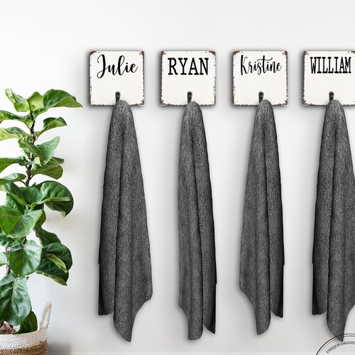 Bathroom Wall Decor Personalized Name Hook Towel Holder - Etsy