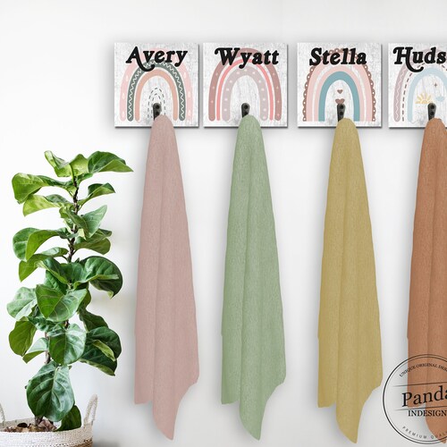 Personalized Rainbow Towel Rack Kids Towel Rack Boho Etsy