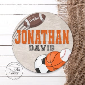 Sports Ball Nursery name sign, Boy Nursery Decor, Athlete Nursery Name sign, Basketball Nursery Decor, Baseball, Soccer, Football