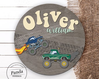 Monster Truck Sign, Personalized Nursery decor, Truck Nursery Decor, Boys Room, Trucks