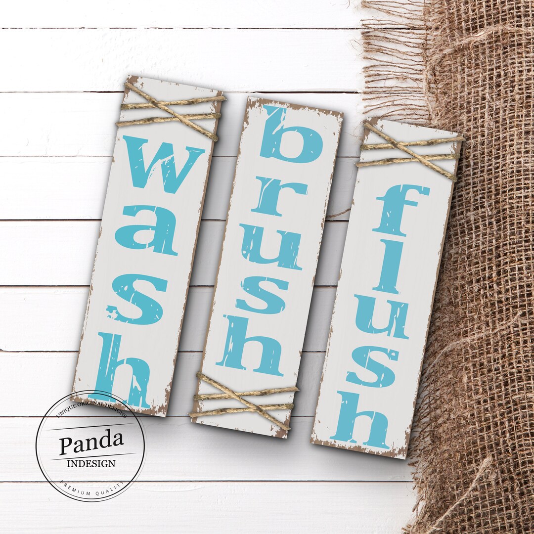 Grey Bathroom Wall Decor Teal Bathroom Decor Wash Brush Etsy