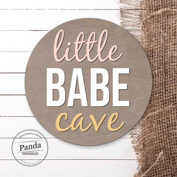 Girls Room, Little Babe Cave, Nursery Decor, Round Name Sign