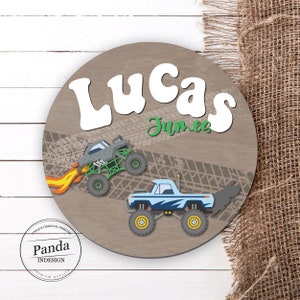 Monster Truck Sign, Personalized Nursery decor, Truck Nursery Decor, Boys Room, Trucks