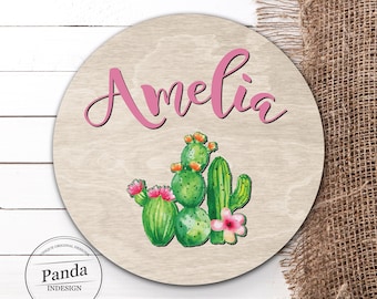 Boho Cactus Sign, Nursery Name Sign,  Cactus Decor, Cactus Nursery Decor, Dessert Nursery, Boho Baby Art, Dessert Themed Sign