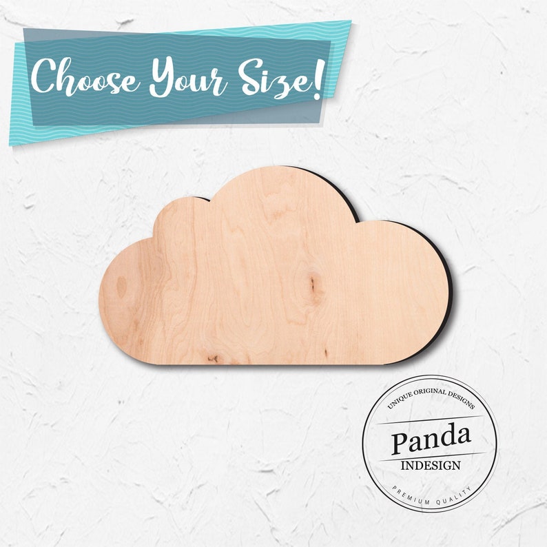 Custom Choose Your Size Cloud Wood Cut Out Laser Cut Wooden Art Craft Supplies Wall Hanging Decor Wedding Nursery