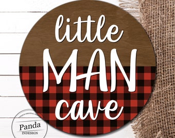 Buffalo Plaid Boys room Decor, Little man cave, Nursery Decor, Round Nursery Decor, Nursery Sign, Deer Nursery