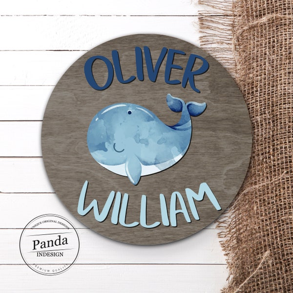 Nautical Whale Nursery name sign, Boy Nursery Decor, Whale Nursery Name sign, Sea Animal Nursery Decor, Under the Sea Baby,