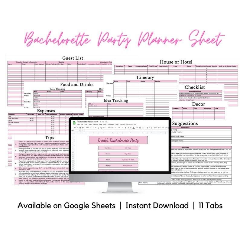 Bachelorette Party Planning Sheet Available With Google Sheets Etsy Bachelorette Party Planning Sheet Available With Google Sheets Etsy