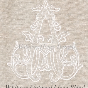 Single Monogrammed Wreath Sash - Oatmeal Linen Blend