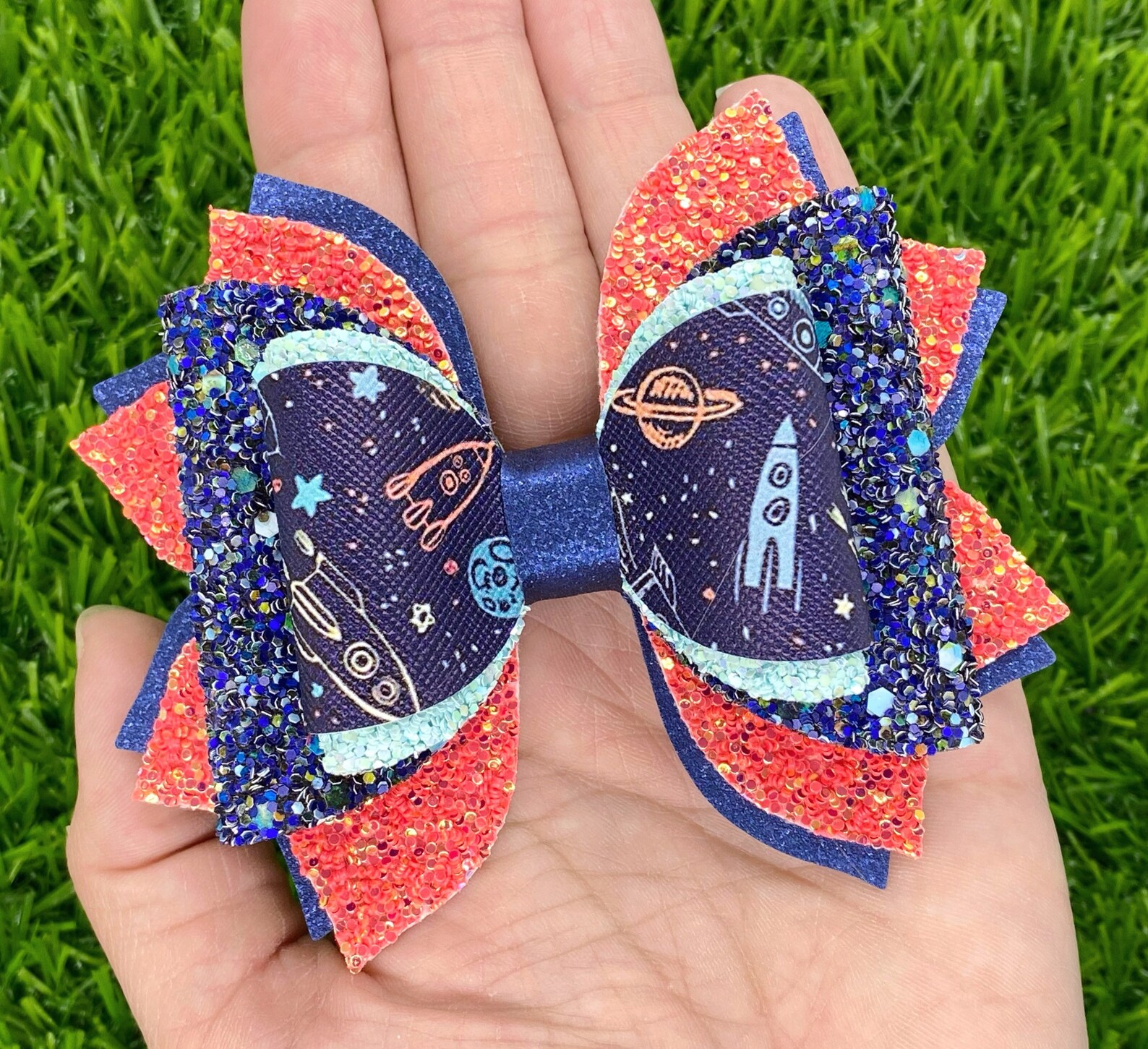 Space bow spaceship bow galaxy bow space baby bow Etsy