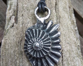 Ammonite, fossil, pendant