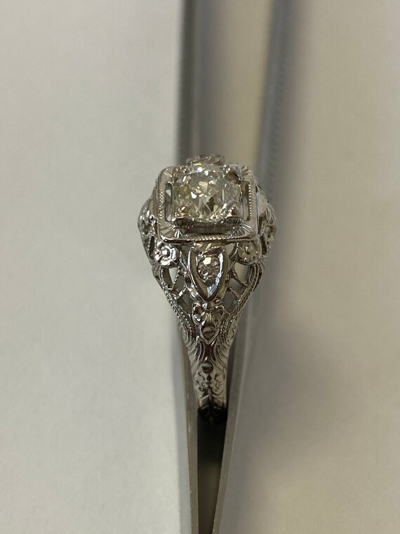 Vintage 18K White Gold Diamond RIng - image 4