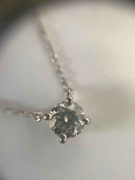 Natural Diamond Pendant and Chain Tiffany Stamped 