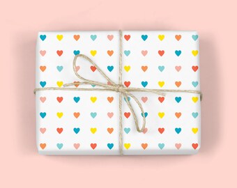 RAINBOW HEARTS Wrapping Paper,Cheerful colors,Modern Valentines Gift Wrap,Sweet Hearts,Galentines,Romantic,Wedding,Anniversary,Pride Gifts