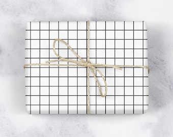 BLACK and WHITE GRID Gift Wrap,Minimalist Grid,Mens gift wrapping paper,Fathers day,Wedding,Groom gift,Gender Neutral, Checks, Scandi Living