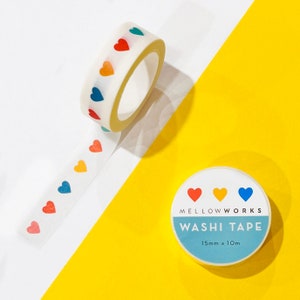Rainbow Hearts Washi Tape,Mid Century Modern colors,Cute Washi Tape, Modern Valentines ,Sweet Hearts ,Romantic Gifts,Pride Gifts