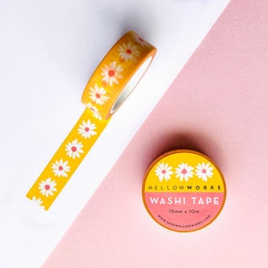 Daisy Floral Washi Tape, Flowers Washi Tape, Cute Washi Tape, Preppy Aesthetic Tape, Boho Washi Tape, Floral Tape, Botanical Washi Tape