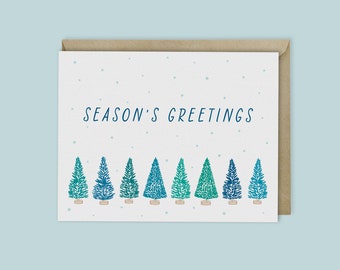 SEASONS GREETINGS CARD - Winter Forest Christmas Card, Modern Holiday card, New Year and Holiday Card