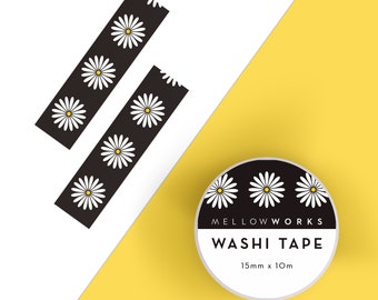 Modern Daisies Washi Tape in Black and White