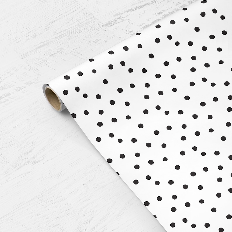 POLKA DOTS Gift Wrap,Black & White,Modern wrapping paper,Wedding gift wrap,Bridal,Baby Shower,Wedding Stationery,Birthday,Scandinavian image 4