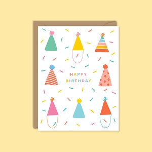Verjaardagskaart feestmutsen, moderne verjaardagskaart, leuke verjaardagskaart, kinderverjaardagskaart