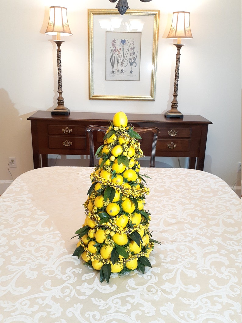 Lemon Cone Lemon Topiary Centerpiece Lemon Decor Lemon Etsy