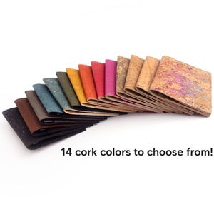 Credit card holder. Small card wallet made of black cork fabric. Small business card case. image 2