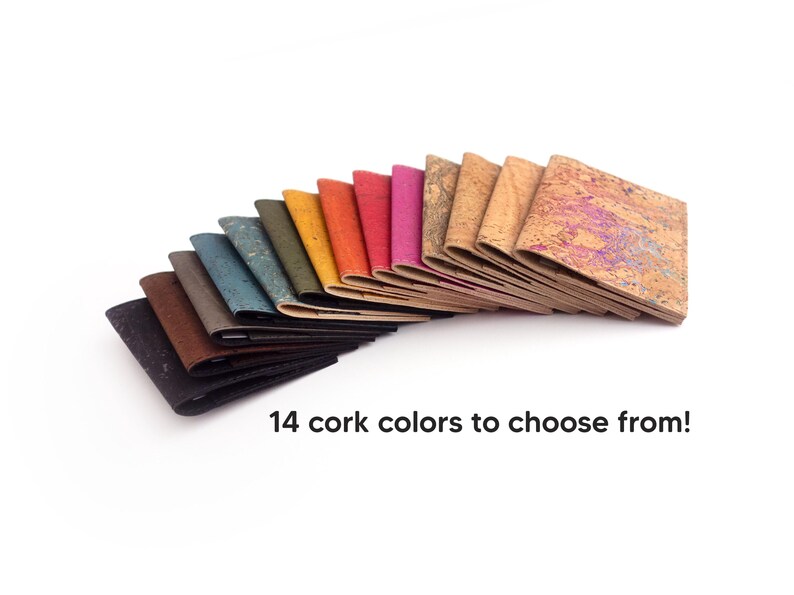 Credit card holder. Small card wallet made of black cork fabric. Small business card case. image 2