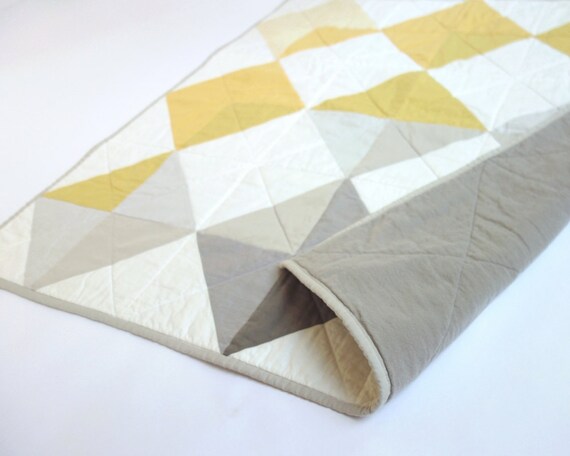 Nine Diamonds Baby Quilt In Grey Gold Cute Baby Shower Etsy